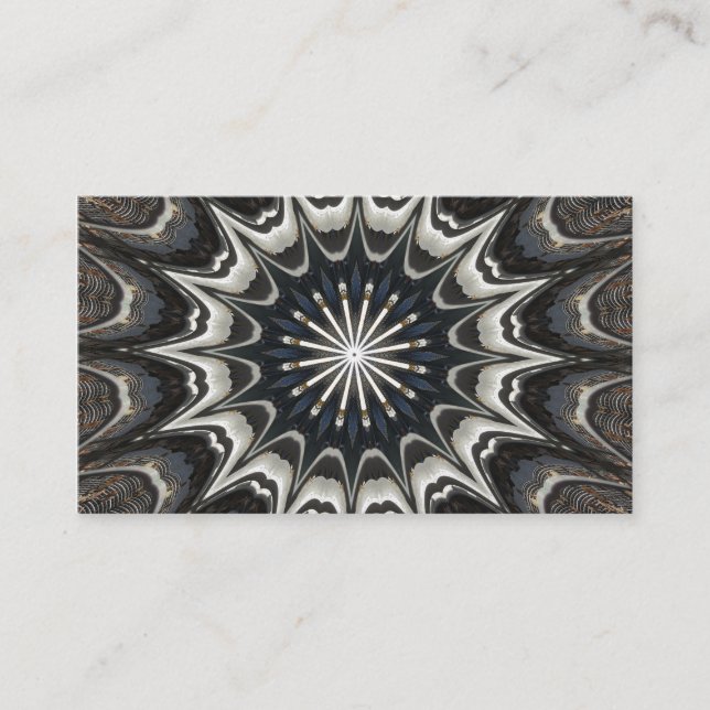 Kaleidoscope Design Black Grått Blue White Art Visitkort (Framsida)