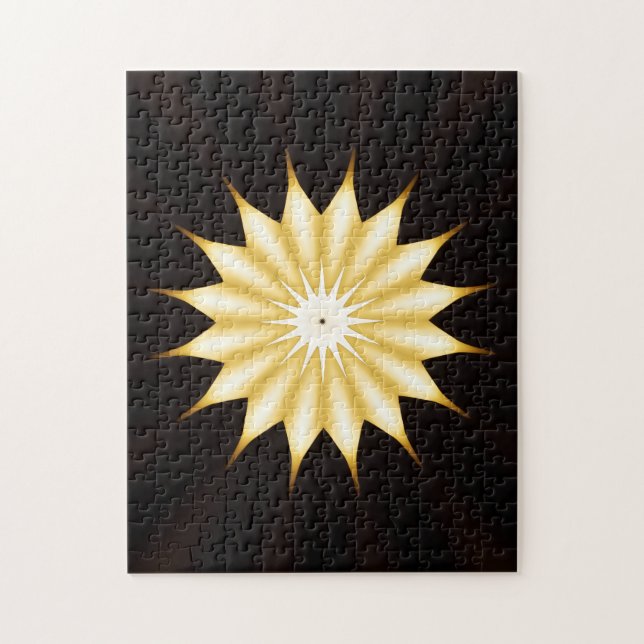 Kaleidoscope Design Bright Gult Star Pussel (Vertikal)