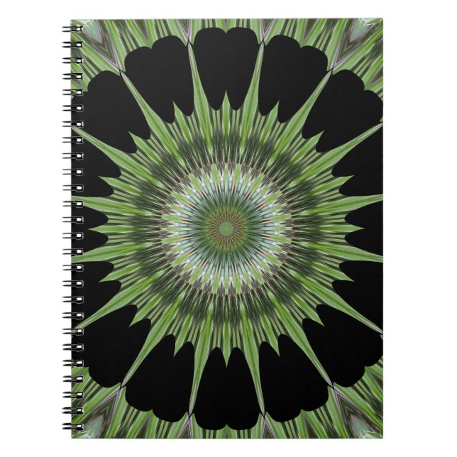 Kaleidoscope Design Grönt Black Anteckningsbok (Framsidan)