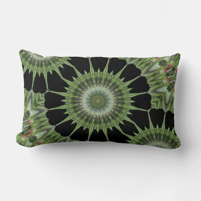 Kaleidoscope Design Grönt Black Lumbarkudde (Framsida)
