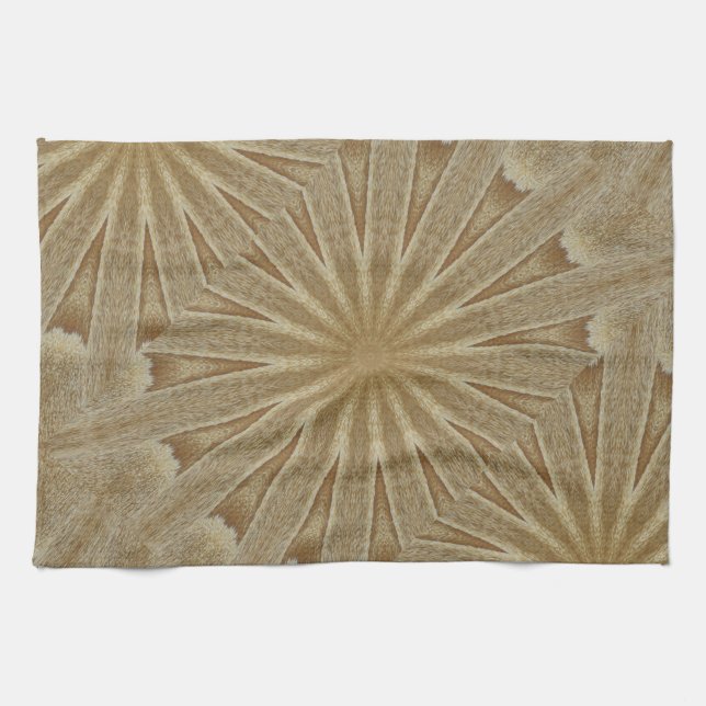 Kaleidoscope Design Light Brown Rustic Blommigt Kökshandduk (Horisontell)
