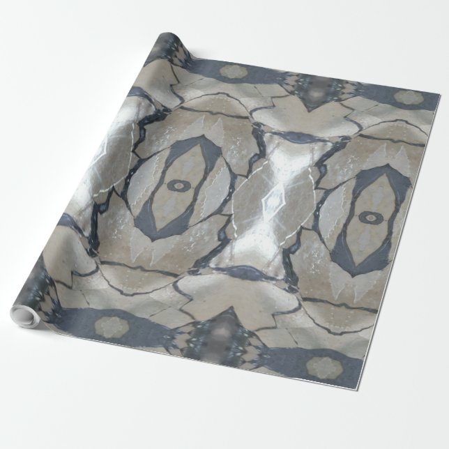 Kaleidoscope Design Light och Mörk Grått Mönster Presentpapper (Utrullad)