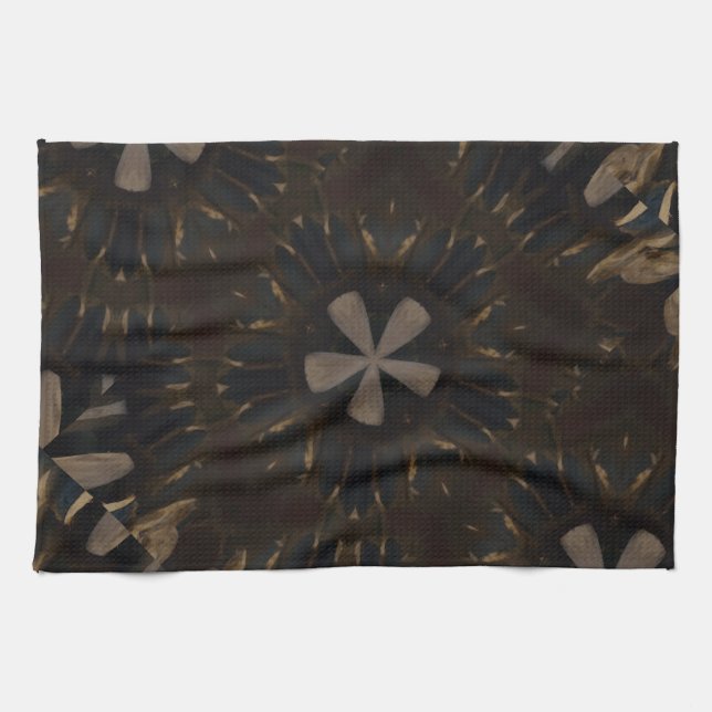 Kaleidoscope Design Mörk Brown Rustic Art Kökshandduk (Horisontell)