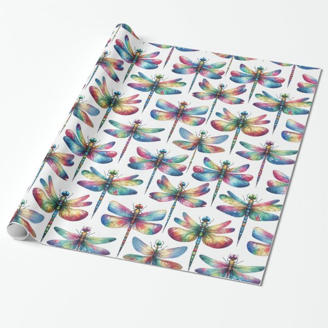 Kaleidoscope Dragonflies Presentpapper (Utrullad)