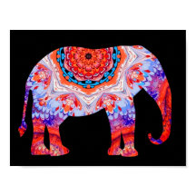 Kaleidoscope Elephant Poster i blått och Orange