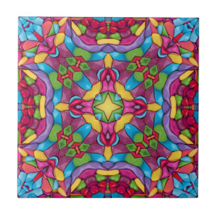 Kaleidoscope för målat glassvintagelilor kakelplatta