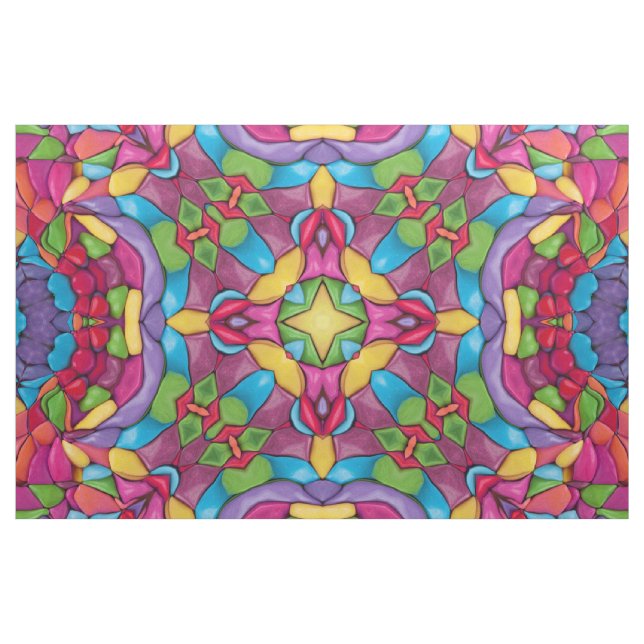 Kaleidoscope för målat glassvintagelilor tyg (Yard)