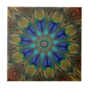 Kaleidoscope för påfågelfjäderMandala Kakelplatta