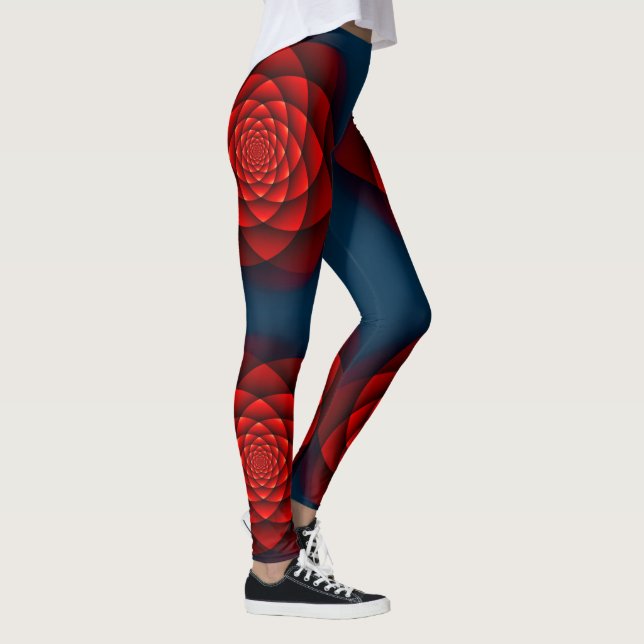 Kaleidoscope Fractal - röd ros + era idéer Leggings (Höger)