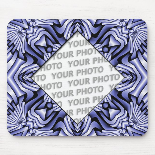 Kaleidoscope frameART - blå + foto och text Musmatta (Framsidan)