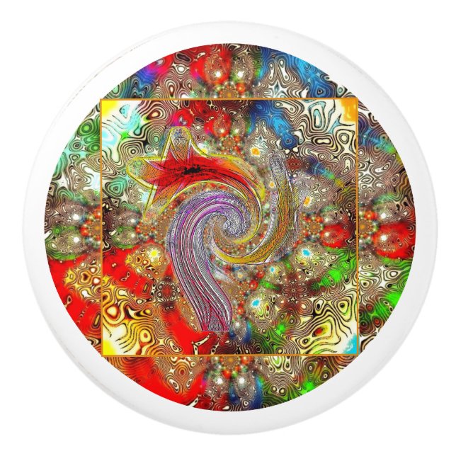 "Kaleidoscope Fury" keramisk pull Knopp (Framsidan)