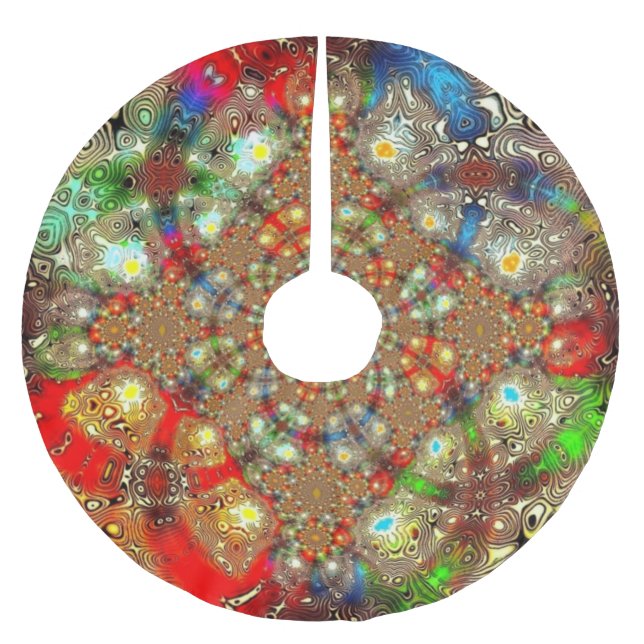 ’Kaleidoscope Fury’ Träd Skirt Julgransmatta Borstad Polyester (Framsidan)