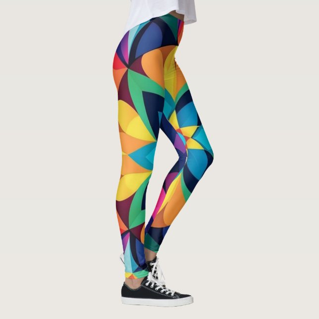 Kaleidoscope Geometric Abstrakt Mönster Design Leggings (Höger)