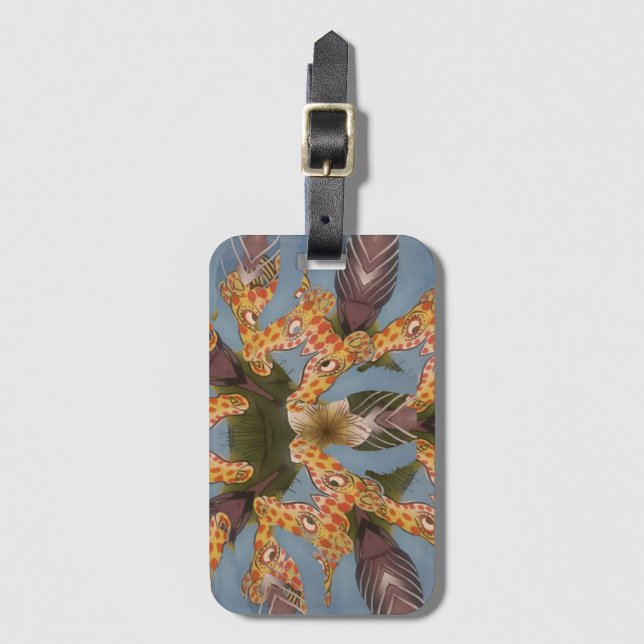Kaleidoscope Giraffe Mandala: Abstrakt Safari Art Bagagebricka (Framsida vertikal)