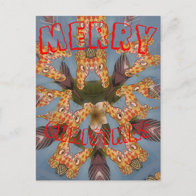 Kaleidoscope Giraffe Mandala: Abstrakt Safari Art Helg Vykort (Framsida)