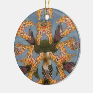 Kaleidoscope Giraffe Mandala: Abstrakt Safari Art Julgransprydnad Keramik