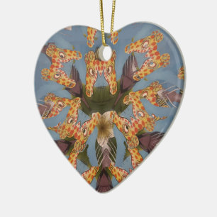 Kaleidoscope Giraffe Mandala: Abstrakt Safari Art Julgransprydnad Keramik
