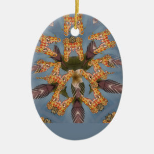Kaleidoscope Giraffe Mandala: Abstrakt Safari Art Julgransprydnad Keramik