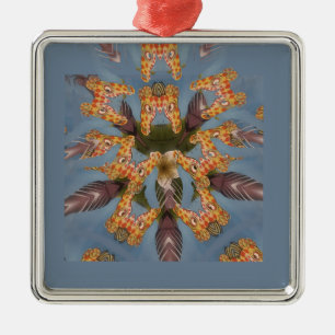 Kaleidoscope Giraffe Mandala: Abstrakt Safari Art Julgransprydnad Metall