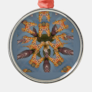 Kaleidoscope Giraffe Mandala: Abstrakt Safari Art Julgransprydnad Metall