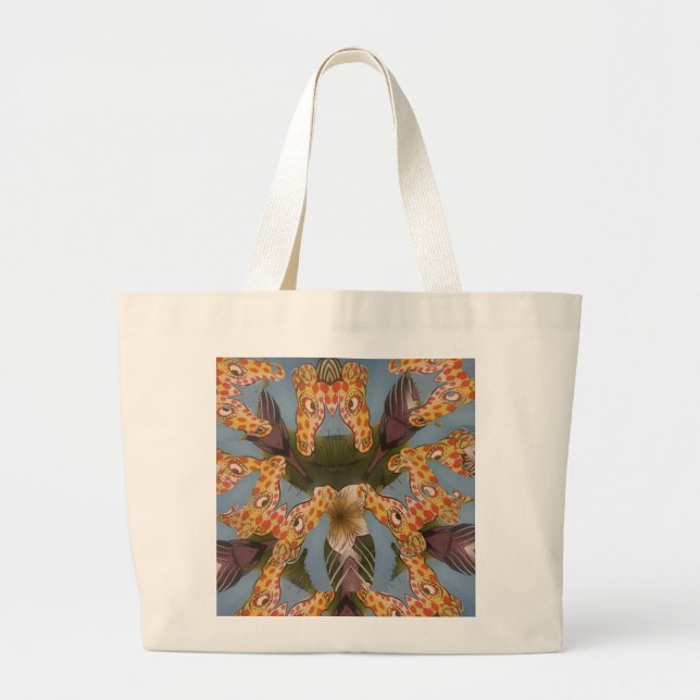 Kaleidoscope Giraffe Mandala: Abstrakt Safari Art Jumbo Tygkasse (Framsidan)