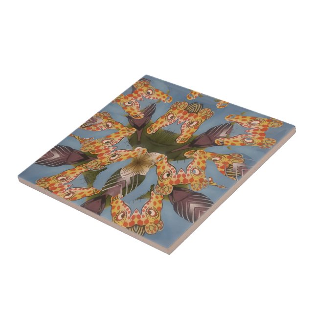 Kaleidoscope Giraffe Mandala: Abstrakt Safari Art Kakelplatta (Sidan)