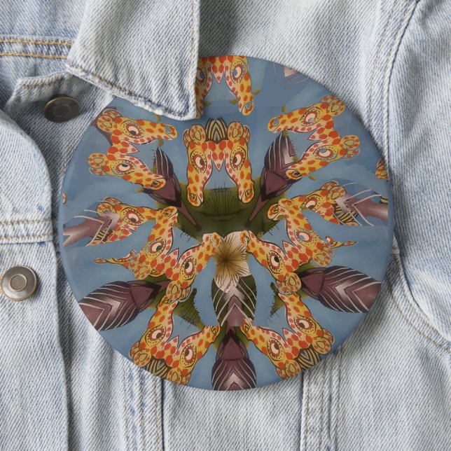 Kaleidoscope Giraffe Mandala: Abstrakt Safari Art Knapp (In Situ)