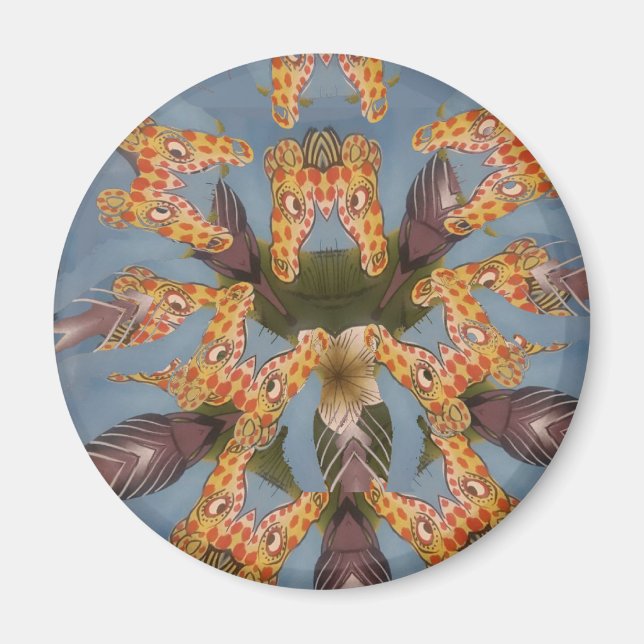 Kaleidoscope Giraffe Mandala: Abstrakt Safari Art Magnet (Framsidan)