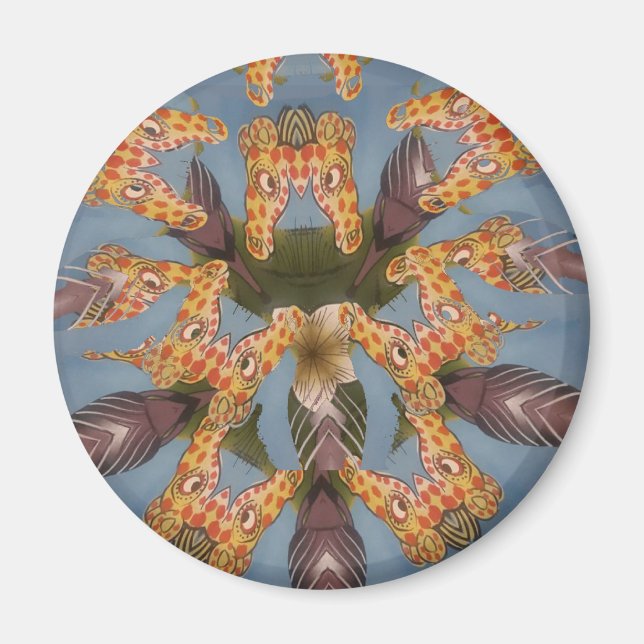 Kaleidoscope Giraffe Mandala: Abstrakt Safari Art Magnet (Framsidan)