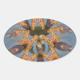 Kaleidoscope Giraffe Mandala: Abstrakt Safari Art Ovalt Klistermärke