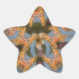 Kaleidoscope Giraffe Mandala: Abstrakt Safari Art Stjärnformat Klistermärke