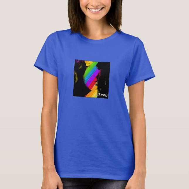 Kaleidoscope Girl: Basic Mörk Crew Nacke T Shirt (Framsida)