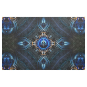 Kaleidoscope Golden Blue Fabric Skriv ut Tyg