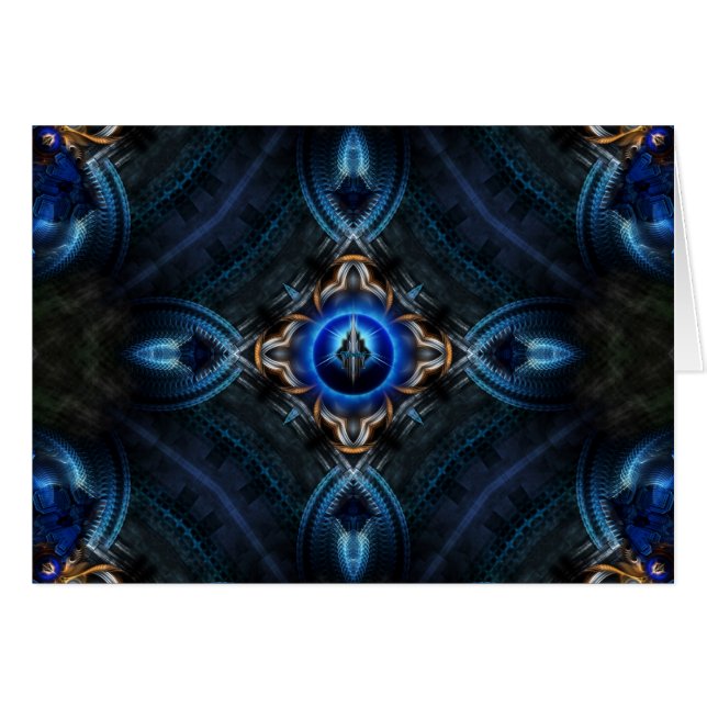Kaleidoscope Golden Blue Hälsningskort (Framsidan Horizontal)