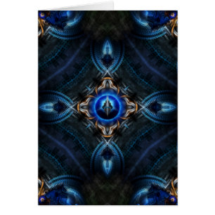 Kaleidoscope Golden Blue Hälsningskort