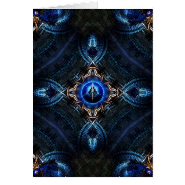 Kaleidoscope Golden Blue Hälsningskort (Framsidan)
