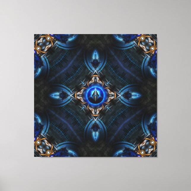 Kaleidoscope Golden Blue-Kanvastrycket Canvastryck (Framsida)