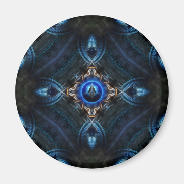 Kaleidoscope Golden Blue Magnet (Framsidan)