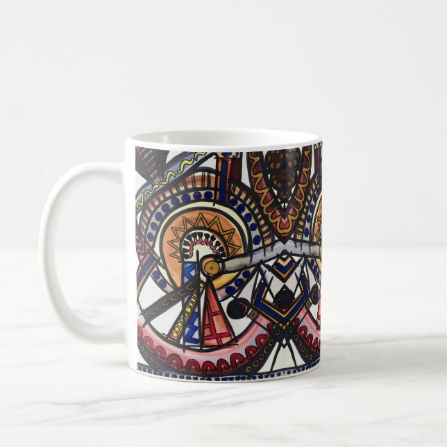 Kaleidoscope-Hand Painted Modern Geometric  Kaffemugg (Vänster)