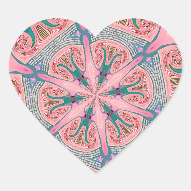 Kaleidoscope Love Hjärtformat Klistermärke (Framsida)