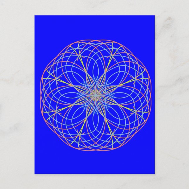 Kaleidoscope Mandala Art Blue Vykort (Framsida)