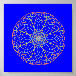 Kaleidoscope Mandala Art Energy Boll Blue Poster