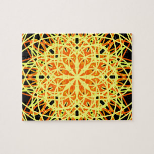 Kaleidoscope Mandala Art Energy Flower Gult Pussel