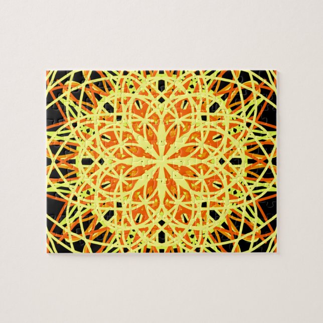 Kaleidoscope Mandala Art Energy Flower Gult Pussel (Horisontell)