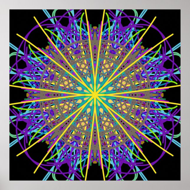 Kaleidoscope Mandala Art Energy Flower Poster (Framsidan)