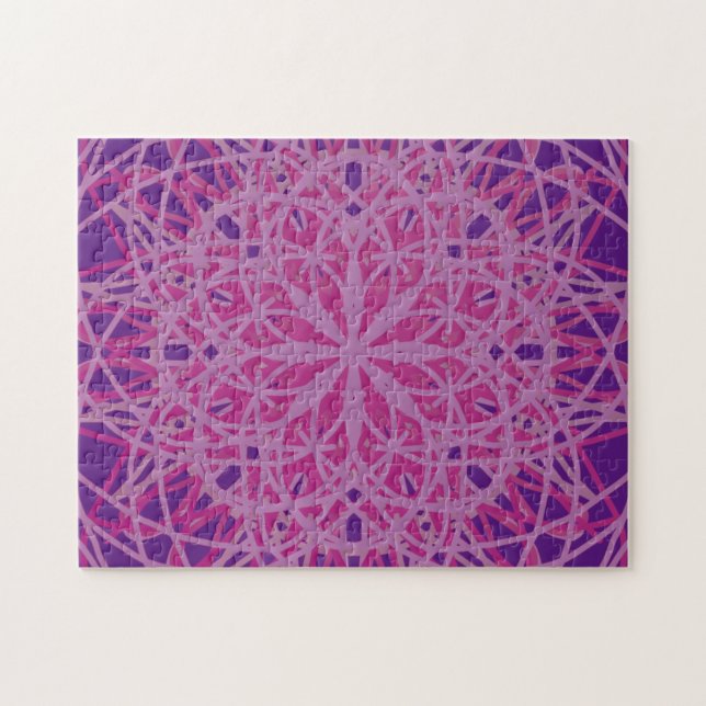 Kaleidoscope Mandala Art Flower Rosas Lila Pussel (Horisontell)