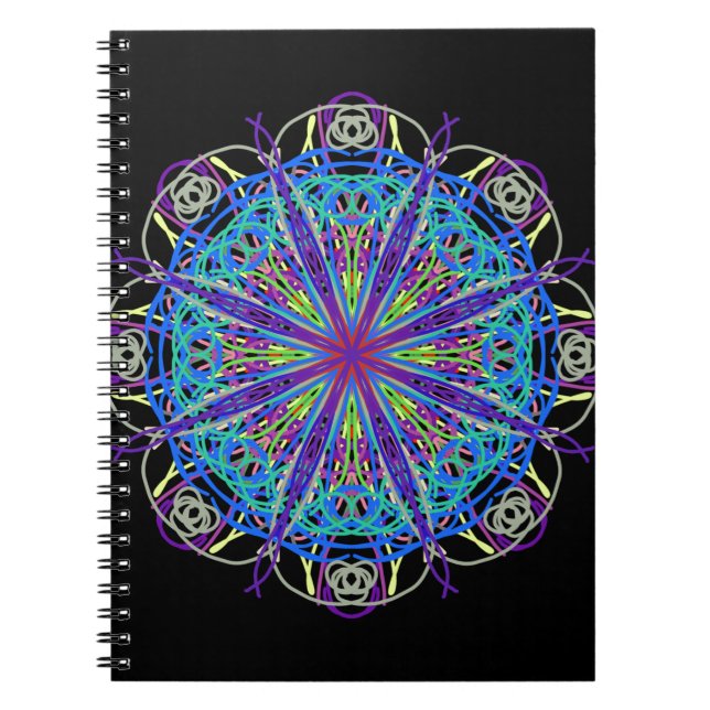 Kaleidoscope Mandala Art Glatta Färg Anteckningsbok (Framsidan)