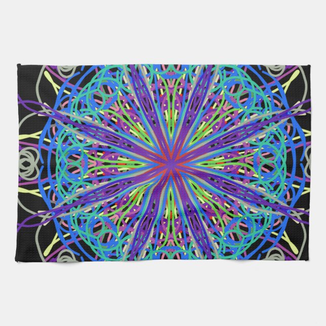 Kaleidoscope Mandala Art Glatta Färg Kökshandduk (Horisontell)