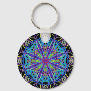 Kaleidoscope Mandala Art Glatta Färg Nyckelring