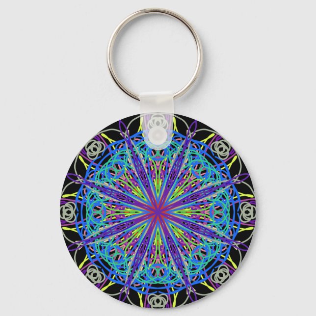 Kaleidoscope Mandala Art Glatta Färg Nyckelring (Framsida)